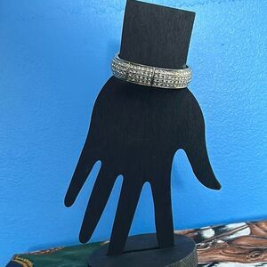 Elegant Goldtone Faux Diamond Hinged Bracelet – Women's Costume Jewelry